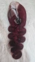 Естествена бразилска перука 75 см - тъмно червена, чуплива, дантелена зона 13x6, снимка 5