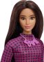 Mattel Кукла Barbie Fashionistas #188 с извита форма, черна коса, карирана рокля, снимка 3