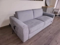 Италиански светло сив диван тройка от плат с функция сън, снимка 4