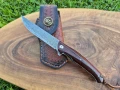 Сгъваем джобен нож дамаска стомана с кожен калъф, снимка 6