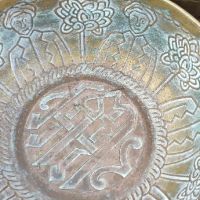 Медни и бронзови антики гърне, менче и свещник , снимка 6 - Антикварни и старинни предмети - 45745153