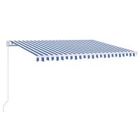 vidaXL Ръчно прибиращ се сенник, 400x350 см, синьо и бяло(SKU:3068976, снимка 1 - Други - 45171440