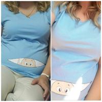 НОВА тениска "Мама в очакване", светлосин цвят, М размер, Спиди, снимка 1 - Дрехи за бременни - 45527952