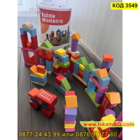 онструктор 100 дървени кубчета в различни цветове, образователна играчка за деца - КОД 3549, снимка 10 - Конструктори - 45022745