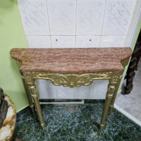 Чудесна антикварна дървена конзола с мраморен плот , снимка 3 - Антикварни и старинни предмети - 45003804