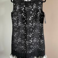 Donna Karan NY black label Runway Мини рокля с пера, М, снимка 9 - Рокли - 45878561