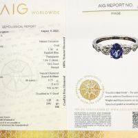 Дамски пръстен с Танзанит 1,00ct. и 48 диаманта,AIG сертификат ,бяло злато, снимка 8 - Други ценни предмети - 45581545