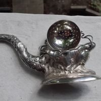 Стара антикварна сребърна цедка за чай с дракон - маркировки, снимка 3 - Антикварни и старинни предмети - 45734060