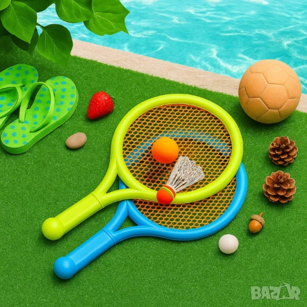 Тенис комплект с 2 ракетки, топче и перце - За забавления на открито, снимка 1