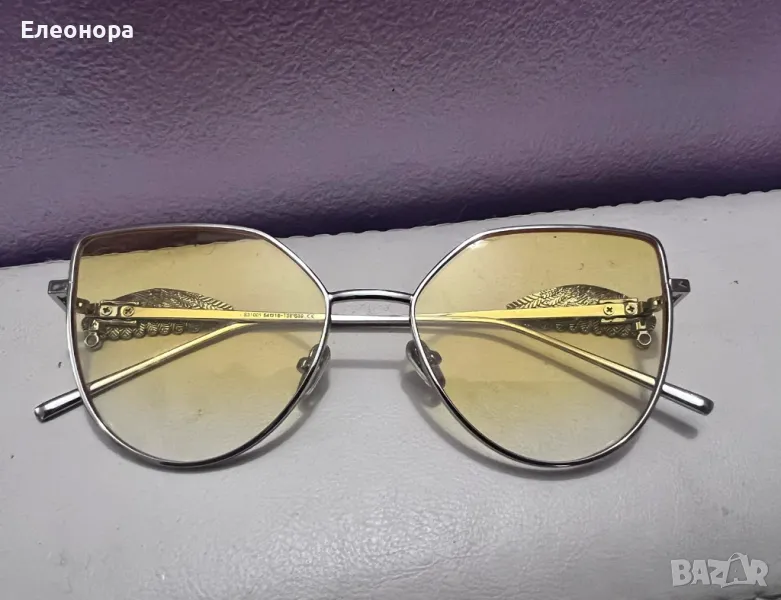 страхотни жълти слънчеви очила с ангелски крила на рамката, снимка 1