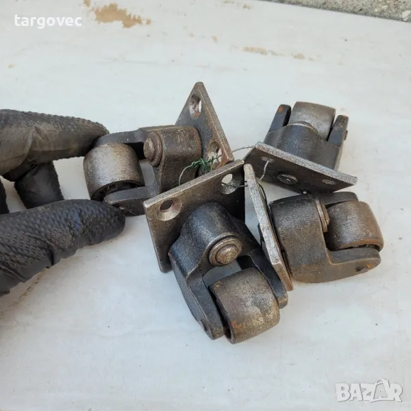 комплект масивни изцяло стоманени мебелни колелета, снимка 1