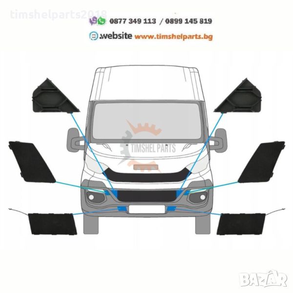 Комплект капачки предна броня за Iveco Daily 2014 -2019 год, 6броя, снимка 1