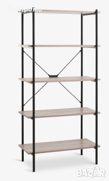 3 броя Етажерка VANDBORG 5 рафта цвят светъл дъб/черно, снимка 1