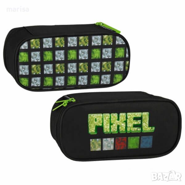 Ученически несесер STARPAK PIXEL GREEN 528435, снимка 1