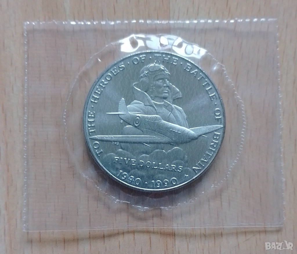5 долара 1990 UNC Героите от битката за Британия, снимка 1