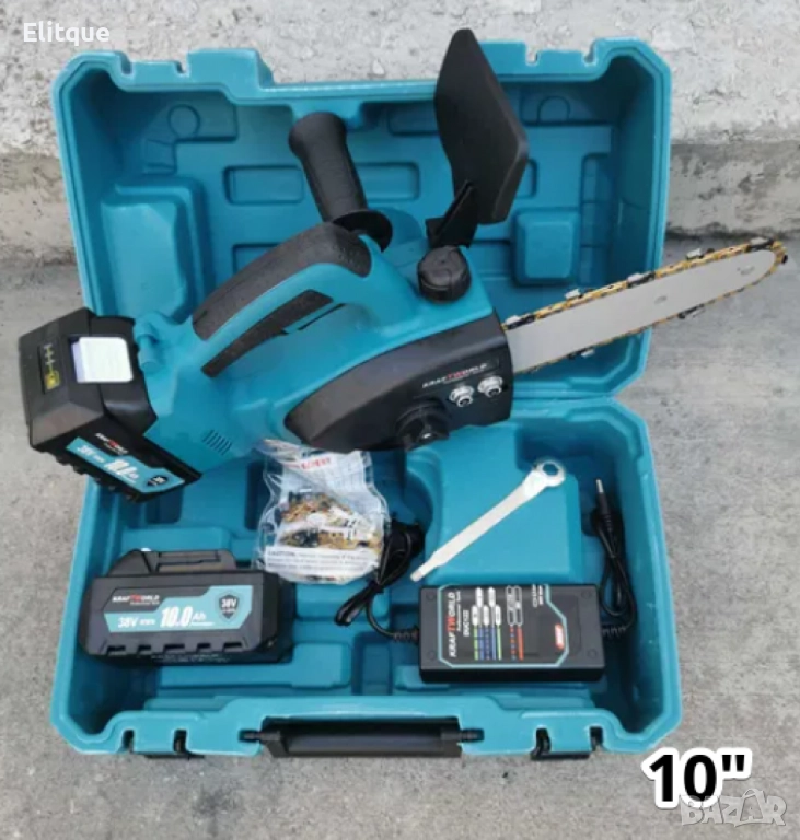 Акумулаторна резачка за дърва с маслен филтър,2х36V 10Ah,с акумулаторен верижен трион с двойна батер, снимка 1