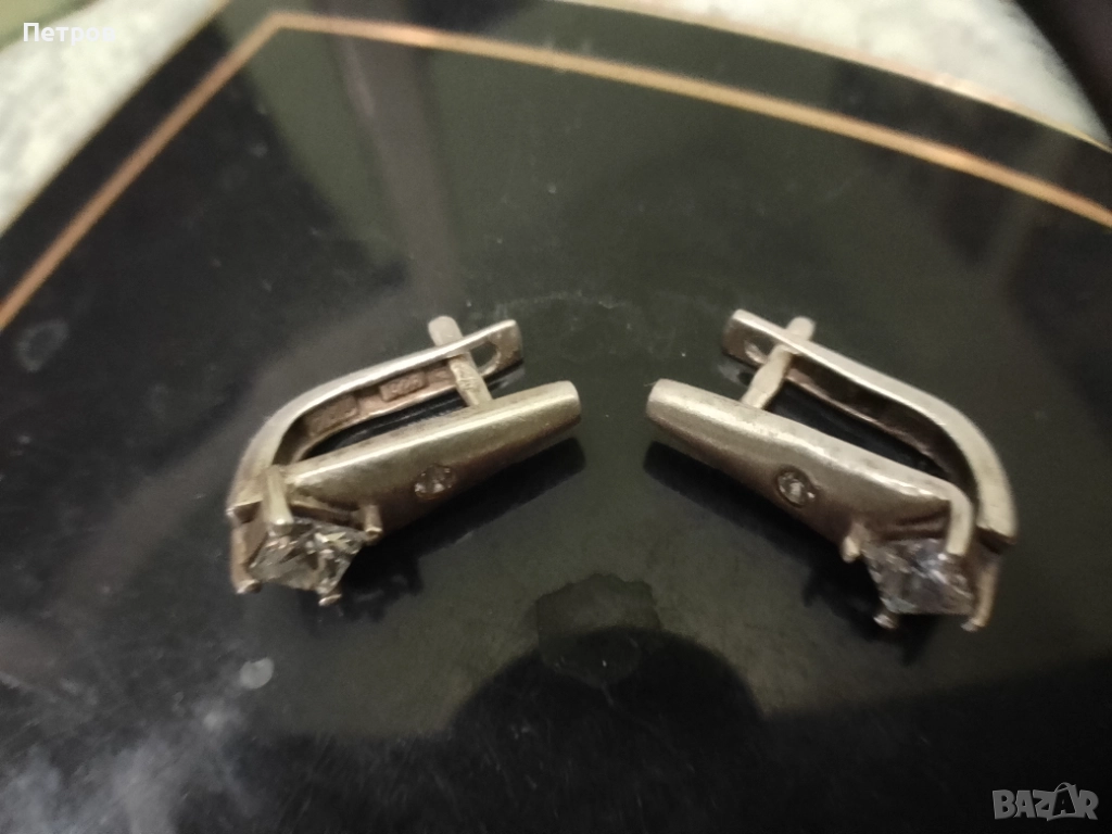 сребърни обеци с камъни, снимка 1