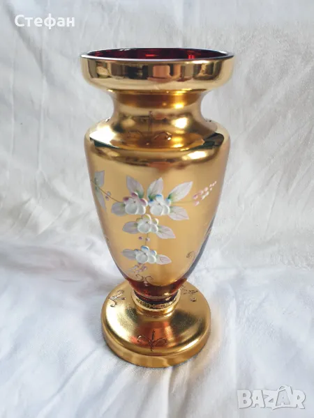 Стъклена ваза Бохемия, снимка 1