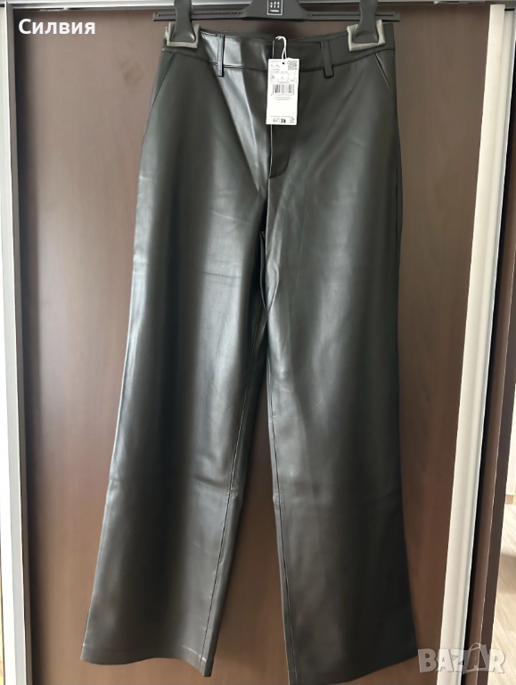 Чисто нов дамски лъскав кожен панталон "MNG" / "Манго" с етикет, номер 36, размер "S", снимка 1