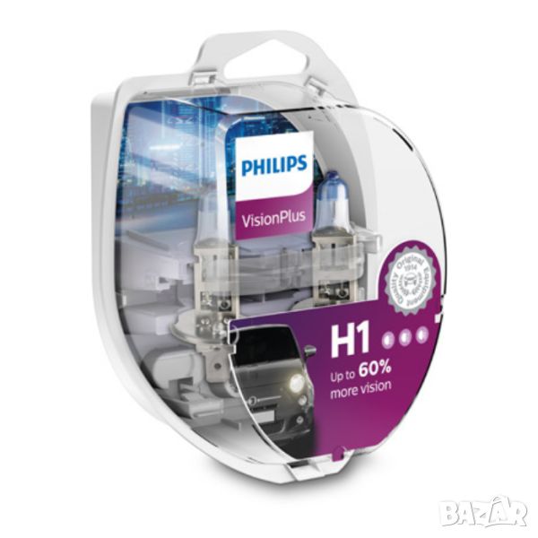 PHILIPS H1 Vision Plus 60% халогенни крушки, снимка 1