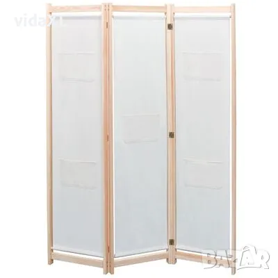 vidaXL Параван за стая, 3 панела, кремав, 120x170x4 cм, текстил(SKU:42975), снимка 1