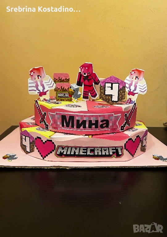 Картонена торта “minecraft”, снимка 1