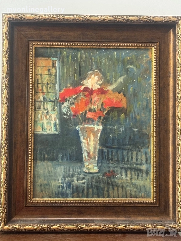 Любен Доганов масло Цветя, снимка 1