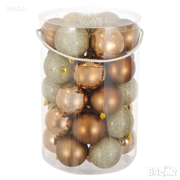 Комплект коледни топки шампанско и бронз 7 см 30 бр._1157151, снимка 1