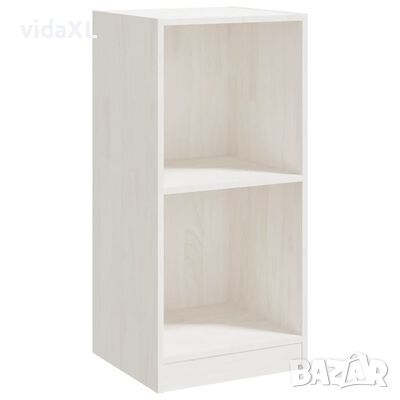 vidaXL Страничен шкаф, бял, 35,5x33,5x76 см, борово дърво масив（SKU:809931, снимка 1