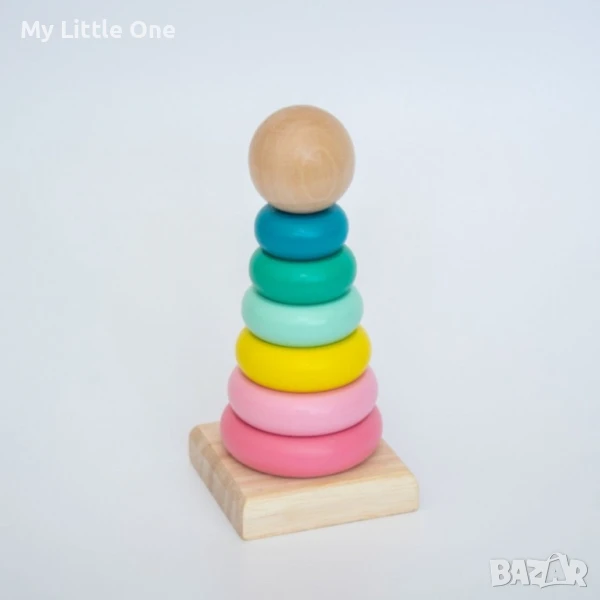 Кула с дървени цветни рингове, снимка 1
