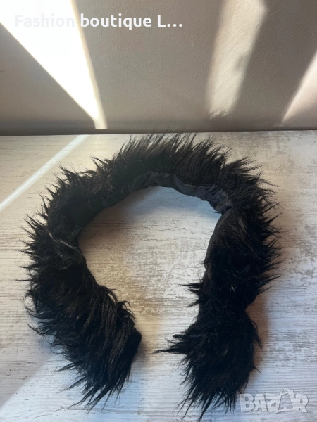 Черна пухена яка за качулка с дълъг косъм 🖤🖤🖤, снимка 1