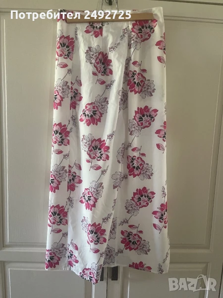 Пола дълга  бяло розово цветя марка SHEIN , снимка 1