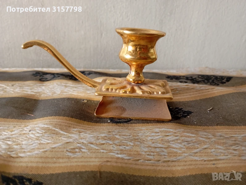 Винтидж носим свещник с кибритник, снимка 1