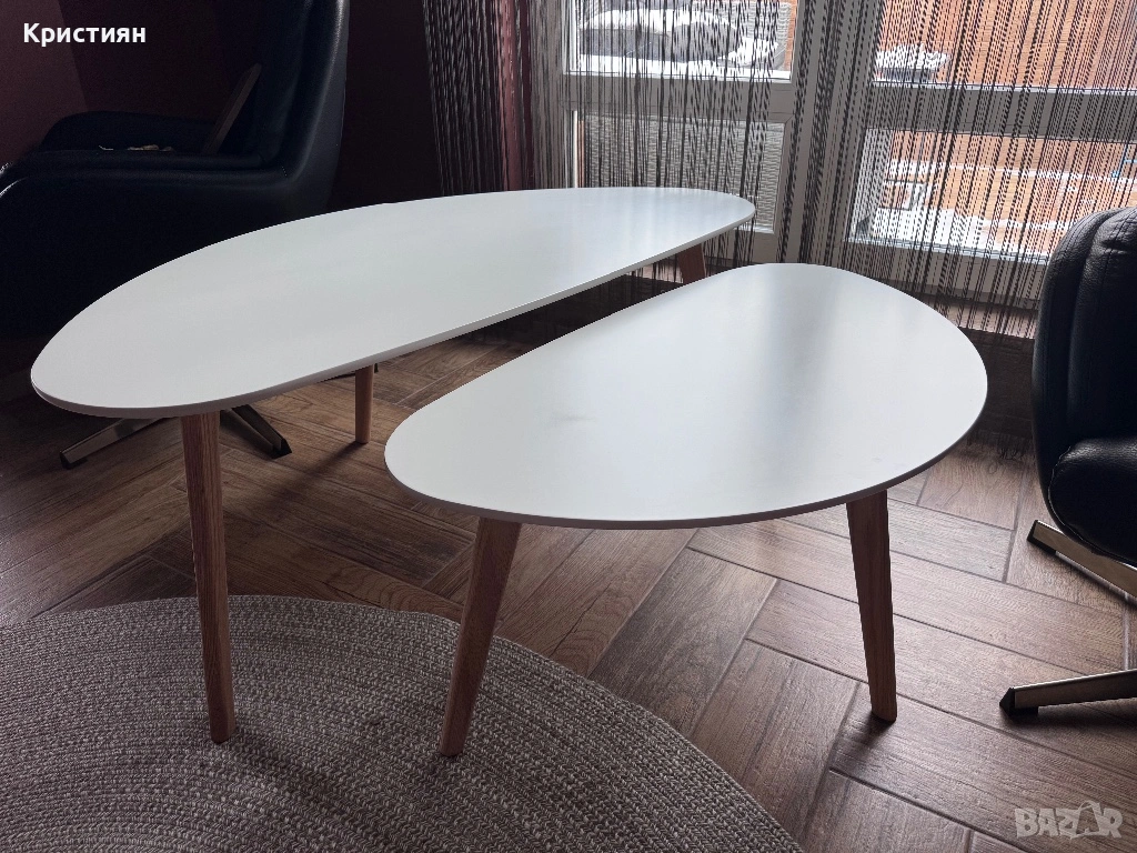 Масички за кафе LEJRE бели/натурален дъб , снимка 1