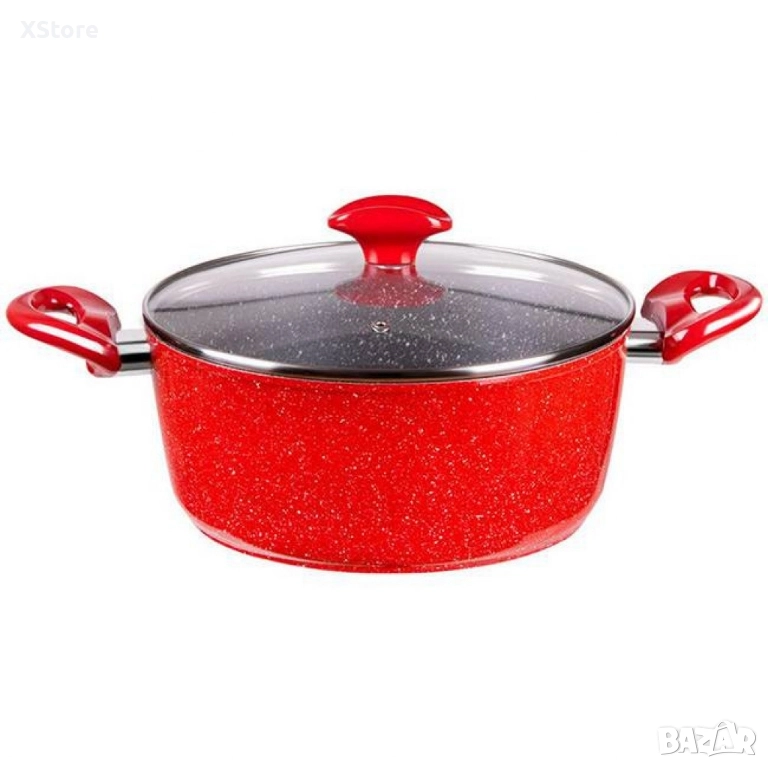 Тенджера Voltz , 2.2л./4л./6.5л., Мраморно покритие, Индукция, Червен, снимка 1