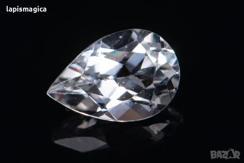 Бял топаз 1.58ct VVS капка шлифовка #2, снимка 1