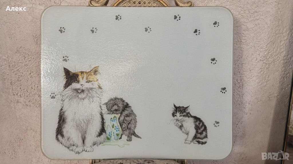 Огромна дъска за рязане, закалено стъкло– рисувана, 50см/ 40см, снимка 1