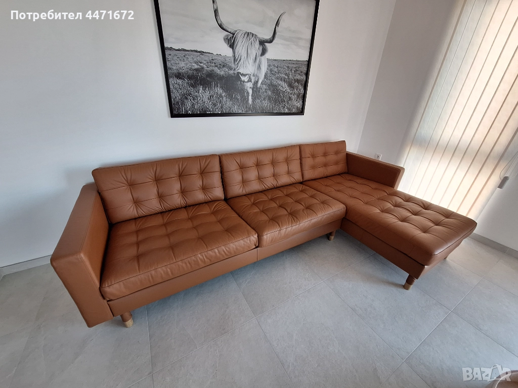 Като нов - Кожен диван IKEA LANDSKRONA, снимка 1