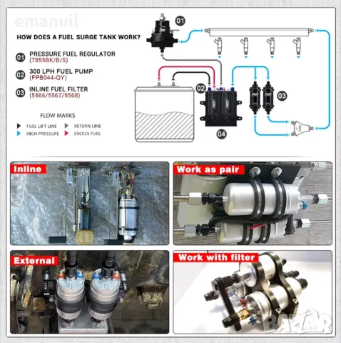12V 3bar.OEM-038 3-5bar.OEM-044 Външна горивоподкачваща горивна подкачваща помпа, снимка 6 - Части - 49776180