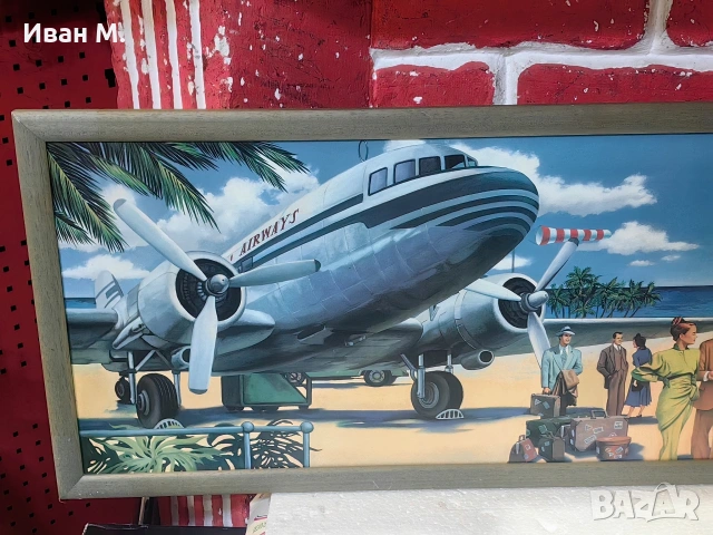 стара реклама на самолетна компания , снимка 5 - Рекламни табели - 53087452