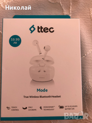Bluetooth слушалки ttec Mode – бели, неразпечатани, снимка 2 - Безжични слушалки - 52105174