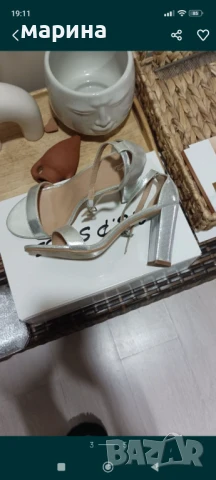 Чантичка и сандали в сребристо, снимка 3 - Сандали - 50611334