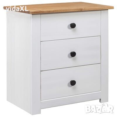 vidaXL Нощно шкафче, бяло, 46x40x57 см, бор, стил Панама(SKU:282654, снимка 1 - Шкафове - 46116405