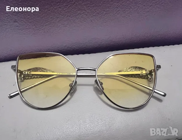 страхотни жълти слънчеви очила с ангелски крила на рамката