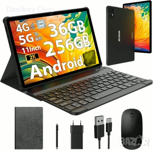 11-инчов таблет с 4G LTE и 5G WiFi, Android 14, таблет 36GB RAM + 256GB ROM/9580mAh/2000*1200 