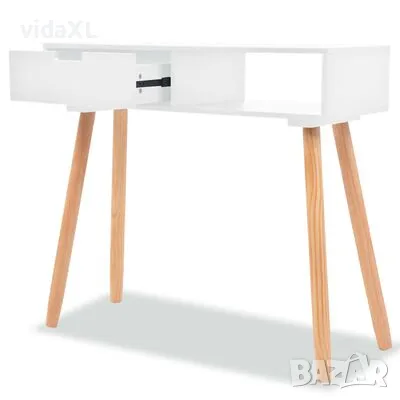 vidaXL Конзолна маса, иглолистна дървесина масив, 80x30x72 cм, бяла（SKU:244737）, снимка 2 - Маси - 49513966