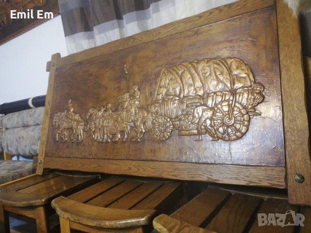 Огромна антикварна немска медна картина пано , снимка 3 - Картини - 53133980