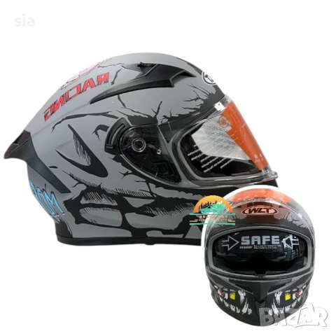 Каска за мотор, Мото шлем, очила и визьор, 4 размера, Matt Grey