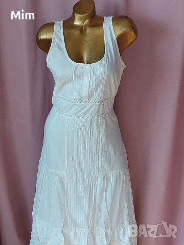 BON' A PARTE L Бяла,памучна  рокля с бродерия 