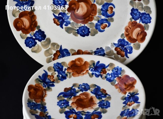 Комплект ръчно рисувани чинии, снимка 8 - Чинии - 45839392